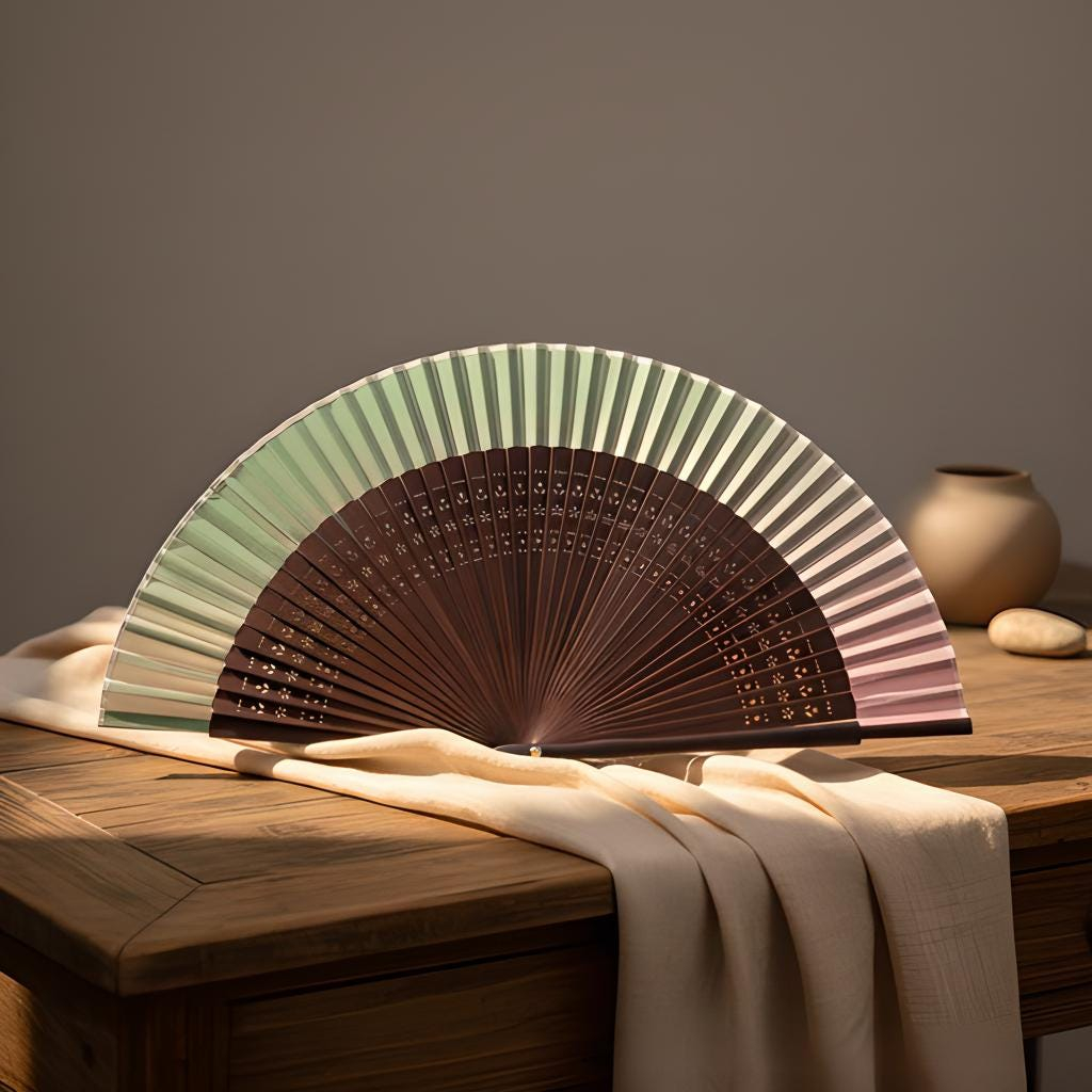 Pastel Ombre Silk Folding Fan