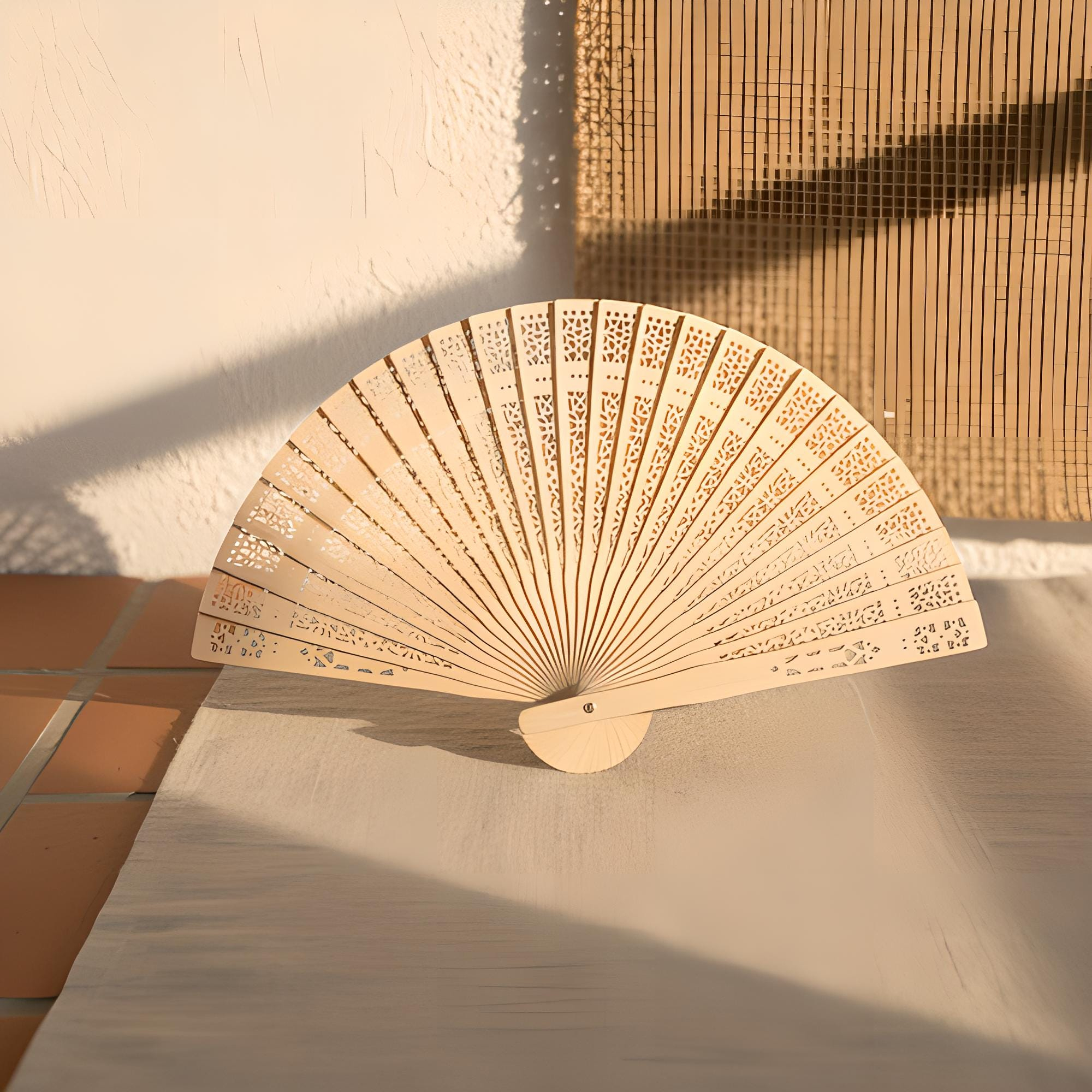 Carved Bamboo Folding Fan